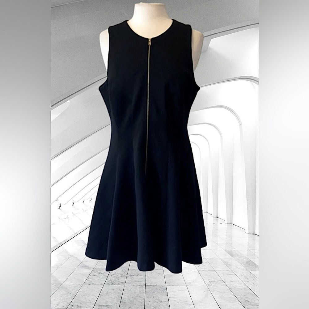 Bar III Black Sleeveless Dress with front zipper cute elegant work, date, formal
